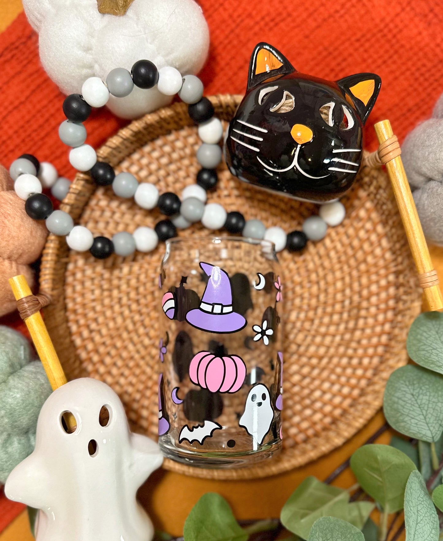 Halloween 16oz Glass Can Cup