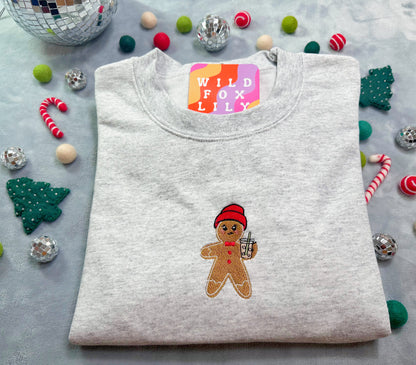 Gingerbread & Ice Coffee | Adult Unisex Embroidered Crewneck