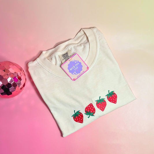 Strawberries Embroidered | Comfort Colors Adult Unisex TShirt