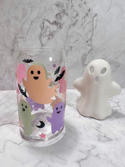 Pastel Ghost 16oz Glass Can Cups