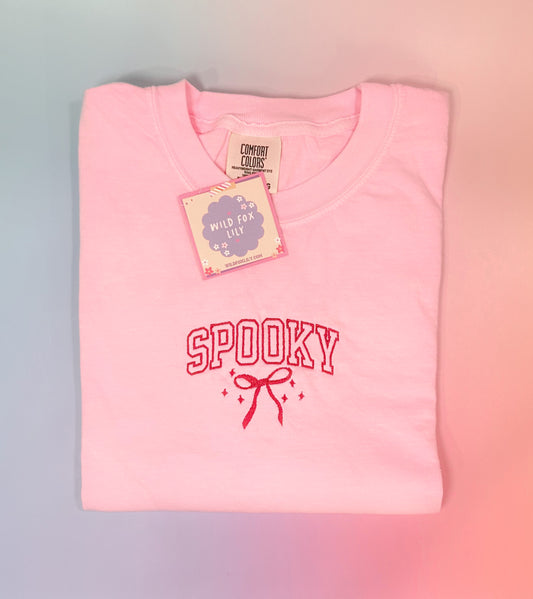 Spooky Bow Embroidered | Comfort Colors Adult Unisex TShirt