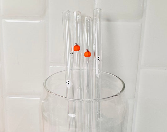 Fall-O-Ween Glass Straws Eco Friendly Reusable