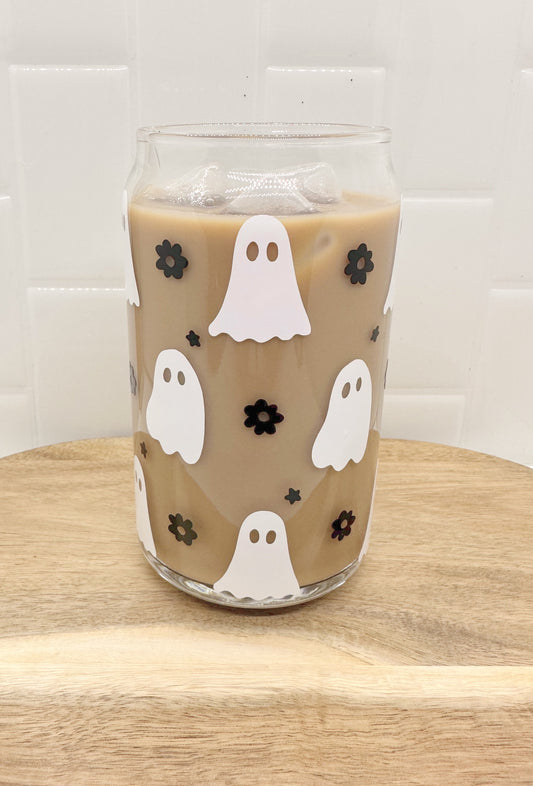 Ghost N Daisies 16oz Glass Can Cups